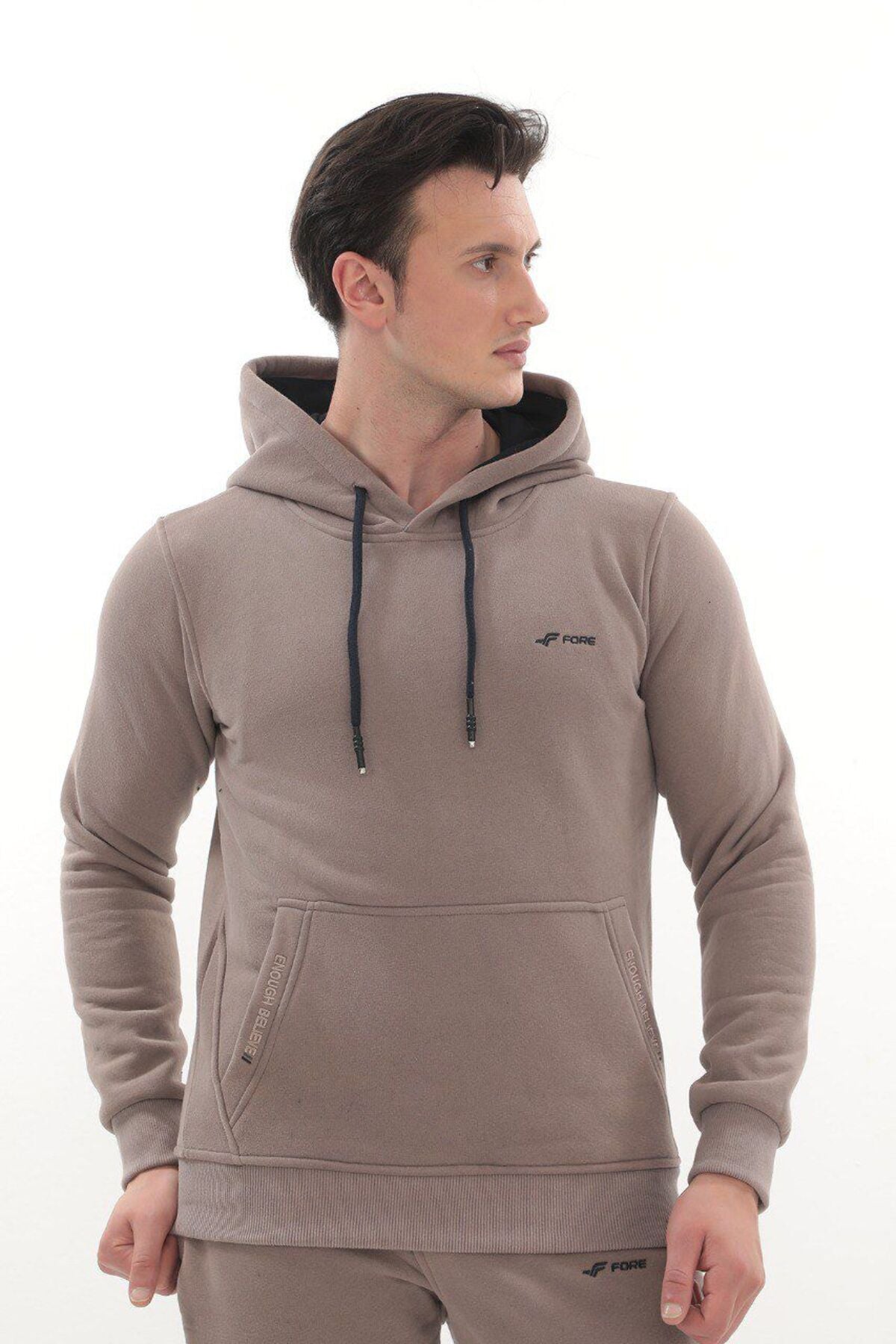 Kanguru Cepli Kapüşonlu 3 Iplik Kışlık Sweat Takım
