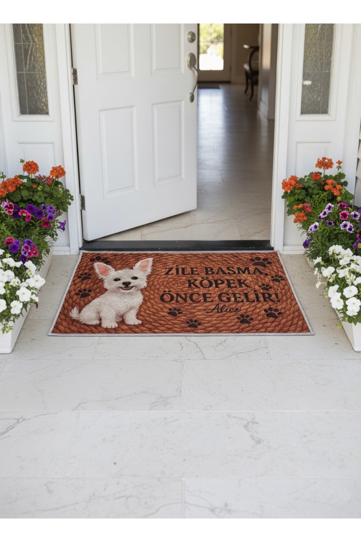 Jüt Görünümlü Sevimli Köpek Temalı Kapıönü Paspası (60x40)