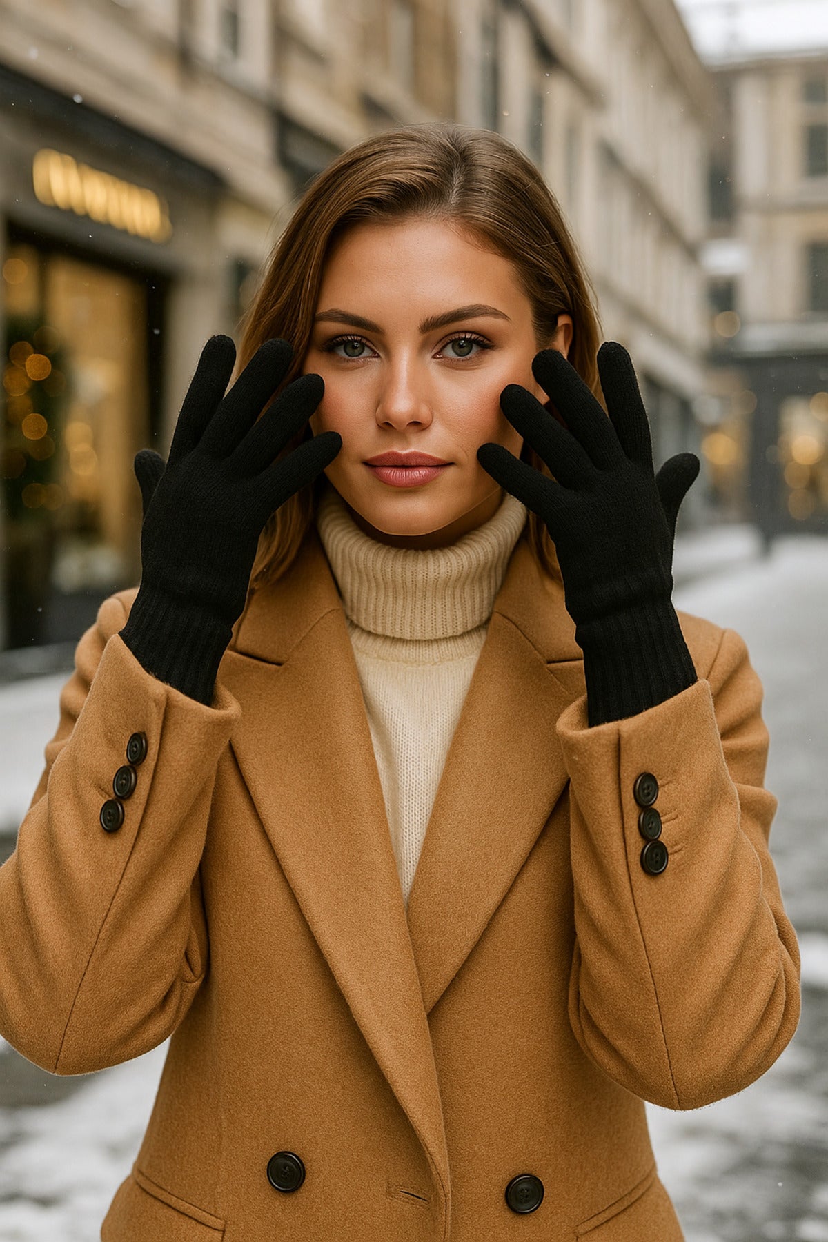 Unisex Ekru Örme Eldiven