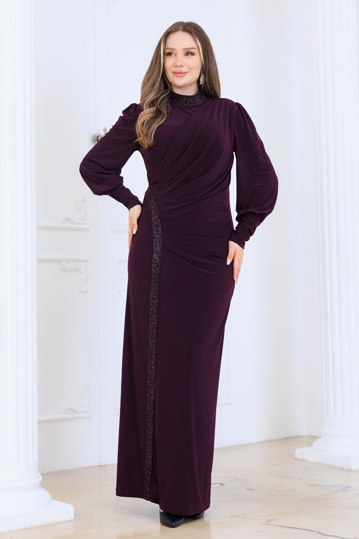 Eleni̇ Taşli Tesettür Abi̇ye Elbi̇se