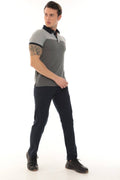 Men's Anthracite Melange Navy Polo Collar T-shirt Set