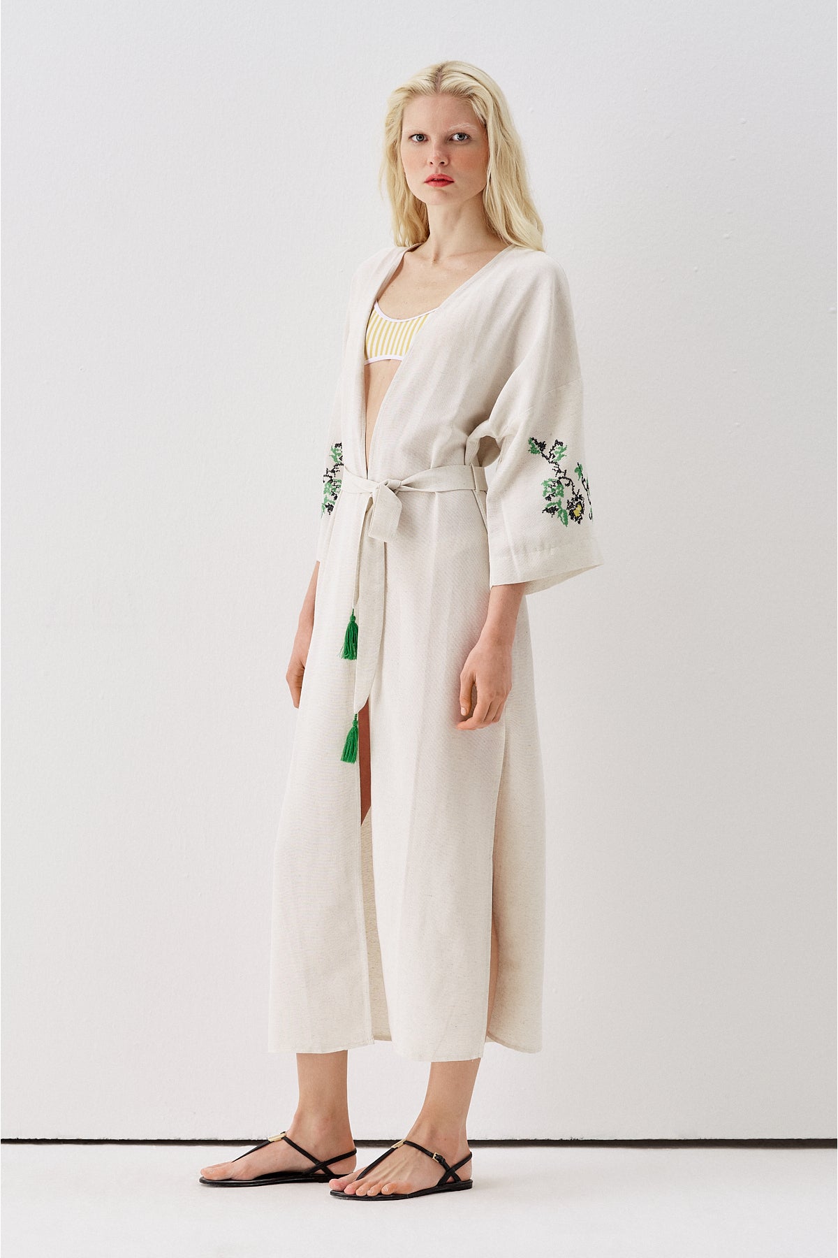 Keten Bağlamalı Kimono