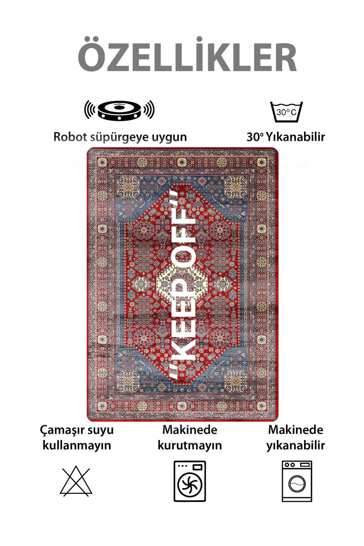 Pembe Renk Keep Off Saçaklı Lateks Taban Halı