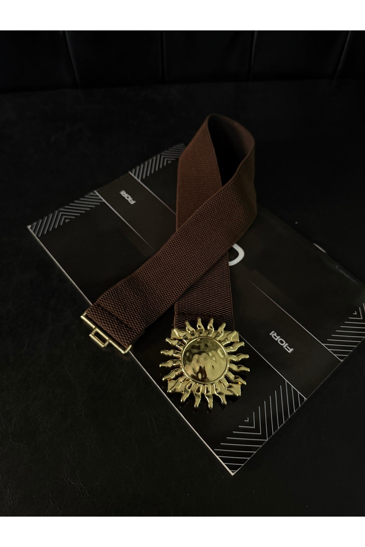 Gold Güneş Tokalı Geçmeli Elastik Kadın Kemeri, Ceket Kemeri, Gömlek Kemeri, Elbise Kemeri