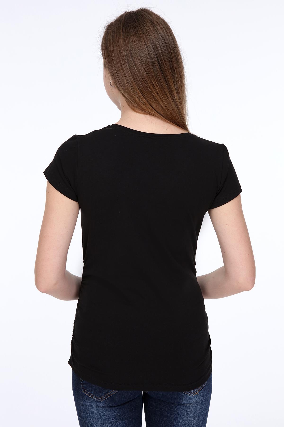 3158-v Yaka Kısa Kol Hamile T-Shirt
