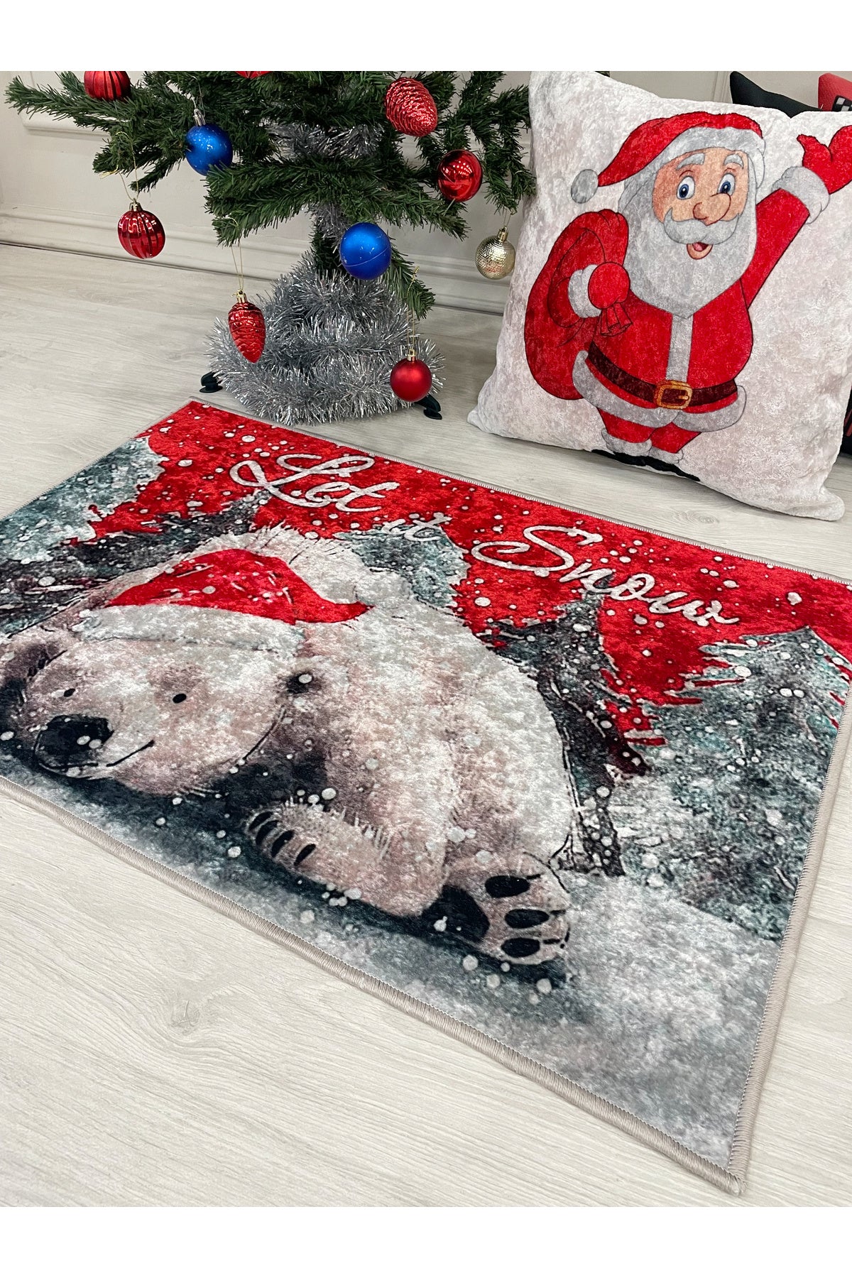 Yılbaşı Sevimli Bear Paspas  Ölçü 60x90