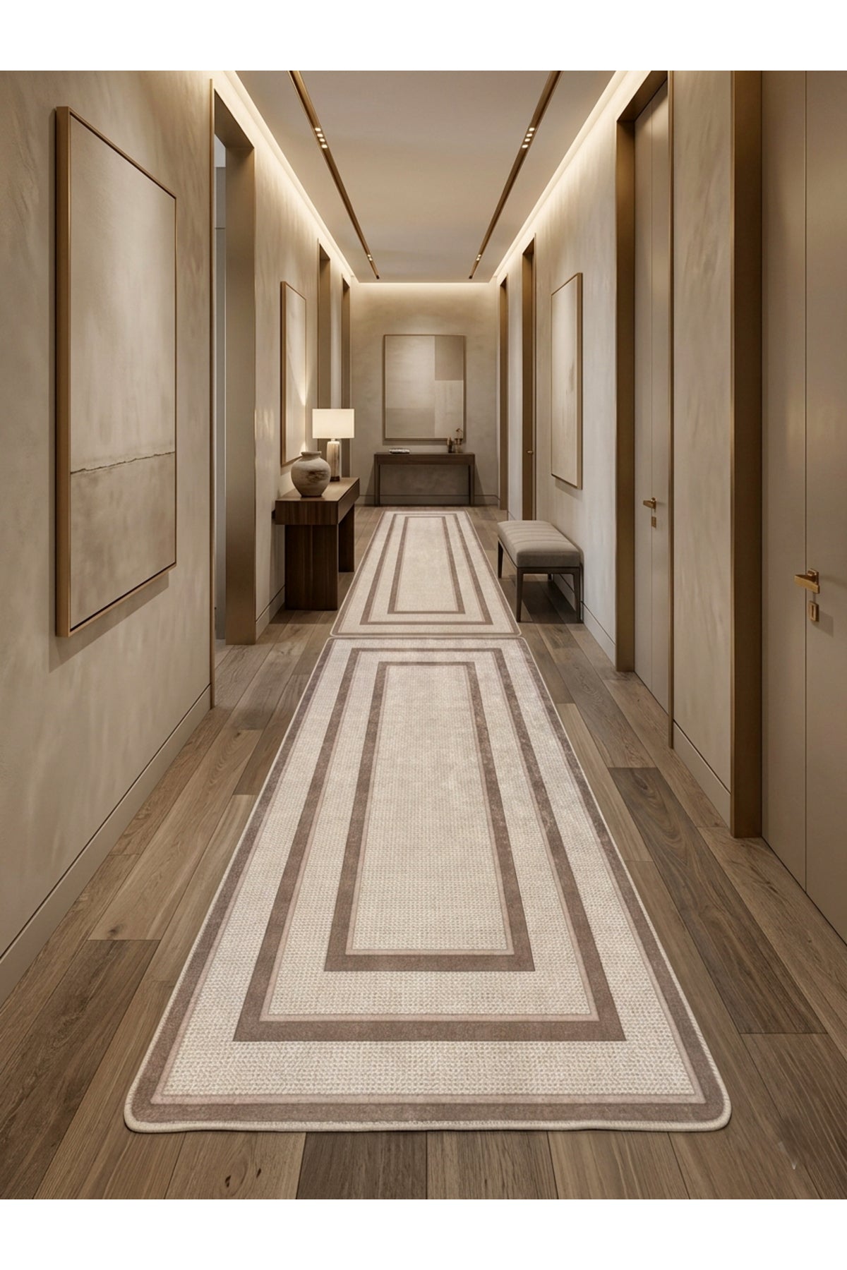 Hasır Jüt Sisal Görünümlü Bordürlü Modern Salon Yolluk Antre Halı