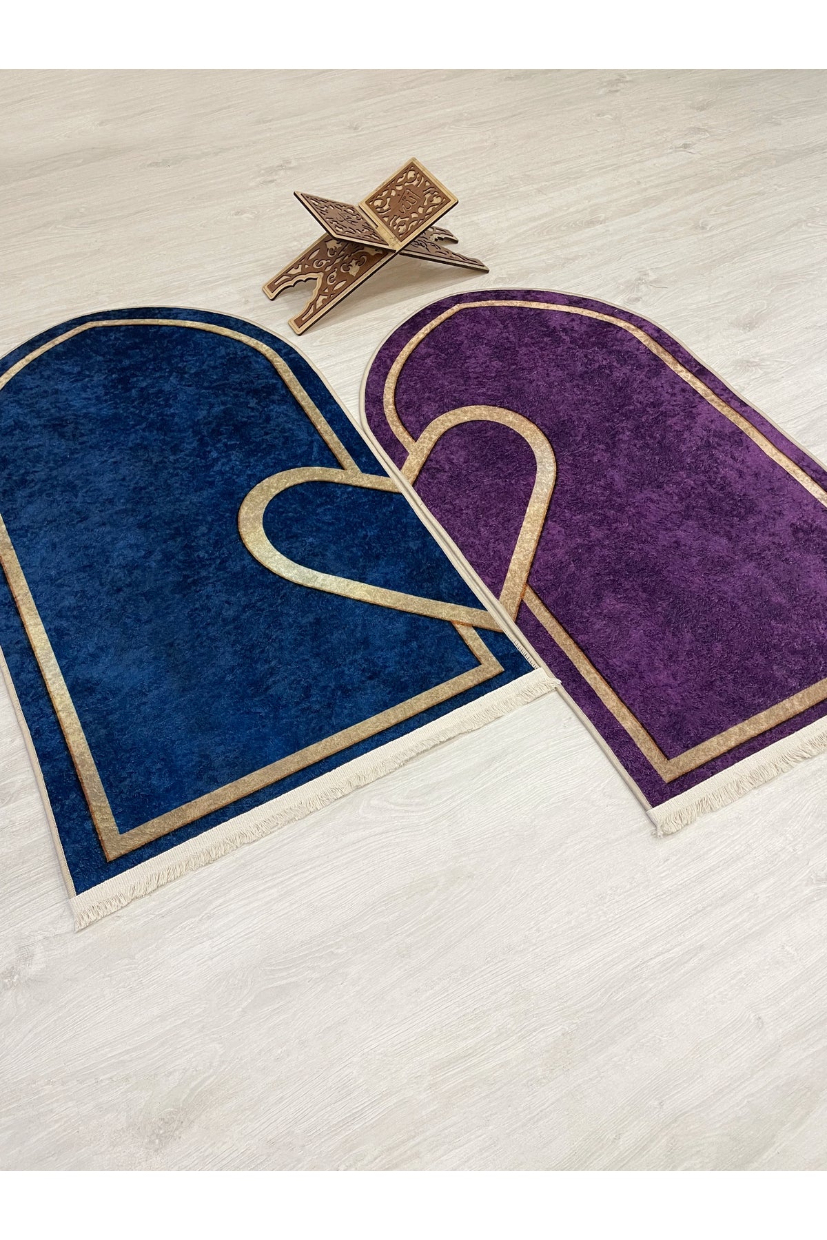 2 li Çift Seccadesi Ebat 75x125 SİYAH - MOR