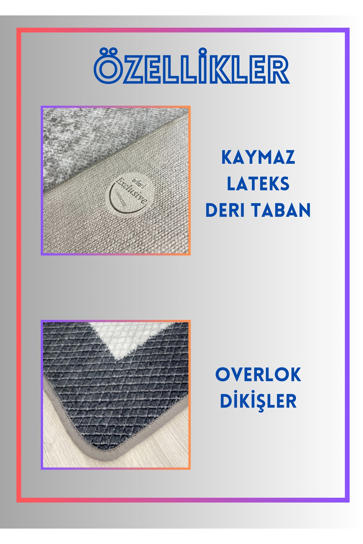 Gri Renk Yıkanabilir Mutfak Yolluk Lateks Deri Taban Halı