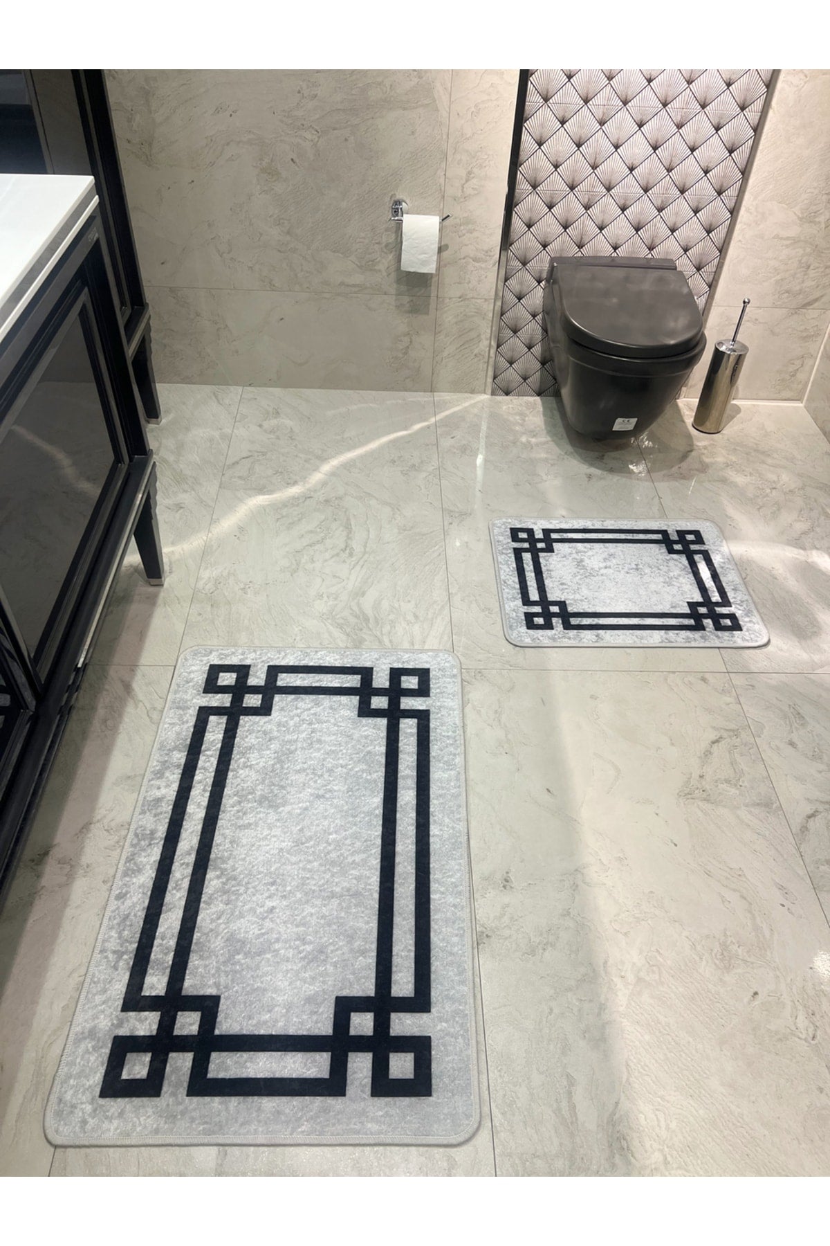 Lateks Taban (60X100 - 60X50) İkili Banyo Paspas Takımı - VİZON KAHVE