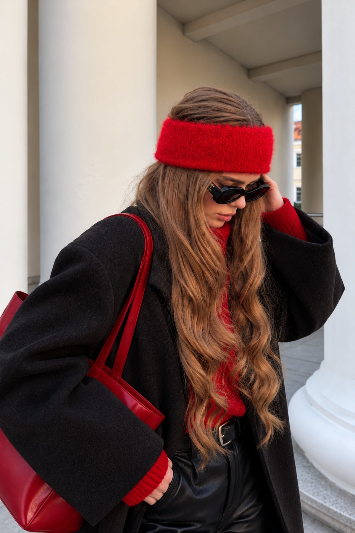 Kadın Kışlık Ekru Sakallı Örgü Burgu Düğümlü Saç Bandı Bandana BND02