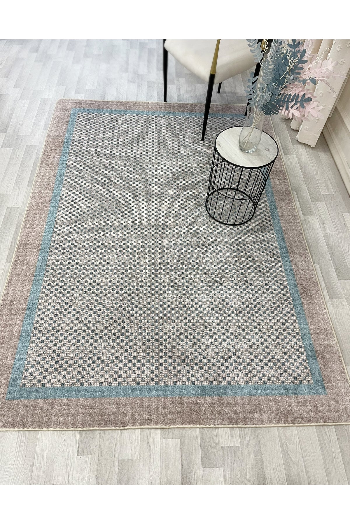 GRİ Jüt Sisal Görünüm Bordürlü Kaymaz Taban Yolluk Mutfak Halı