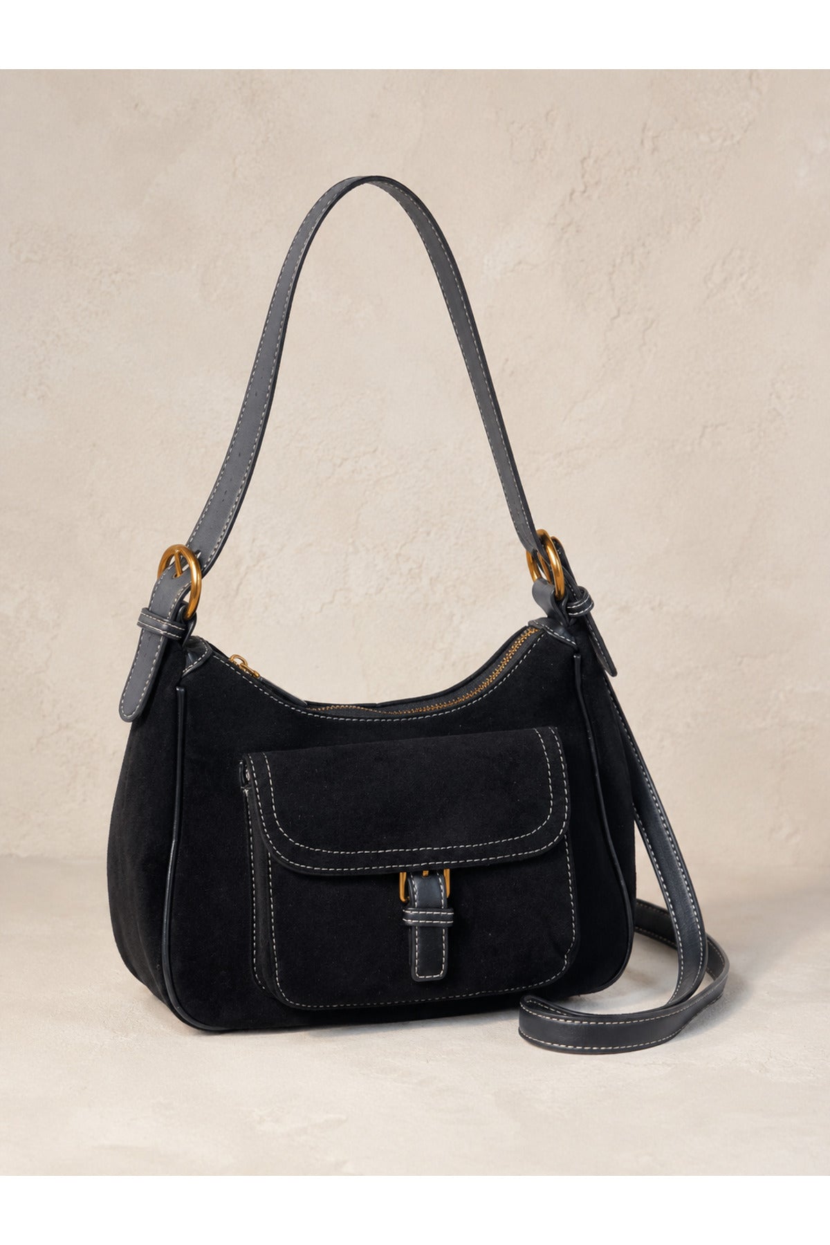 Kadın Taba Süet Görünümlü Kapaklı Çapraz Askılı Çanta 29x20 CNT729