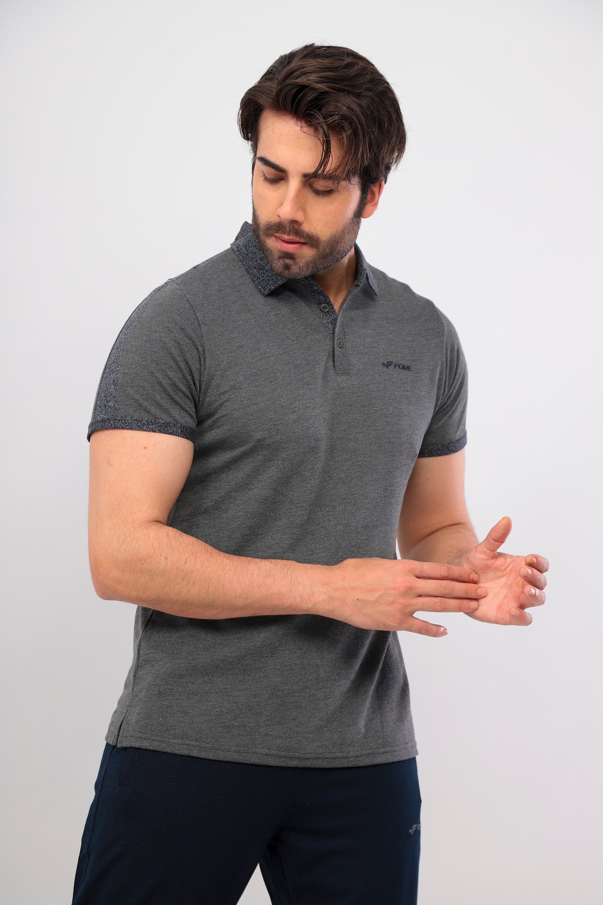 Erkek Füme Polo Yaka T-shirt Takım