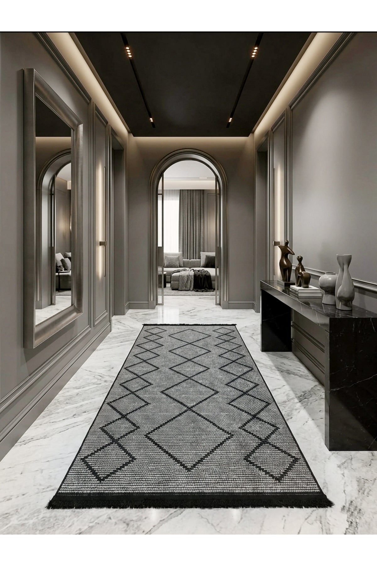 Geometrik Desen Lateks Taban Salon ve Yolluk Antre Halı