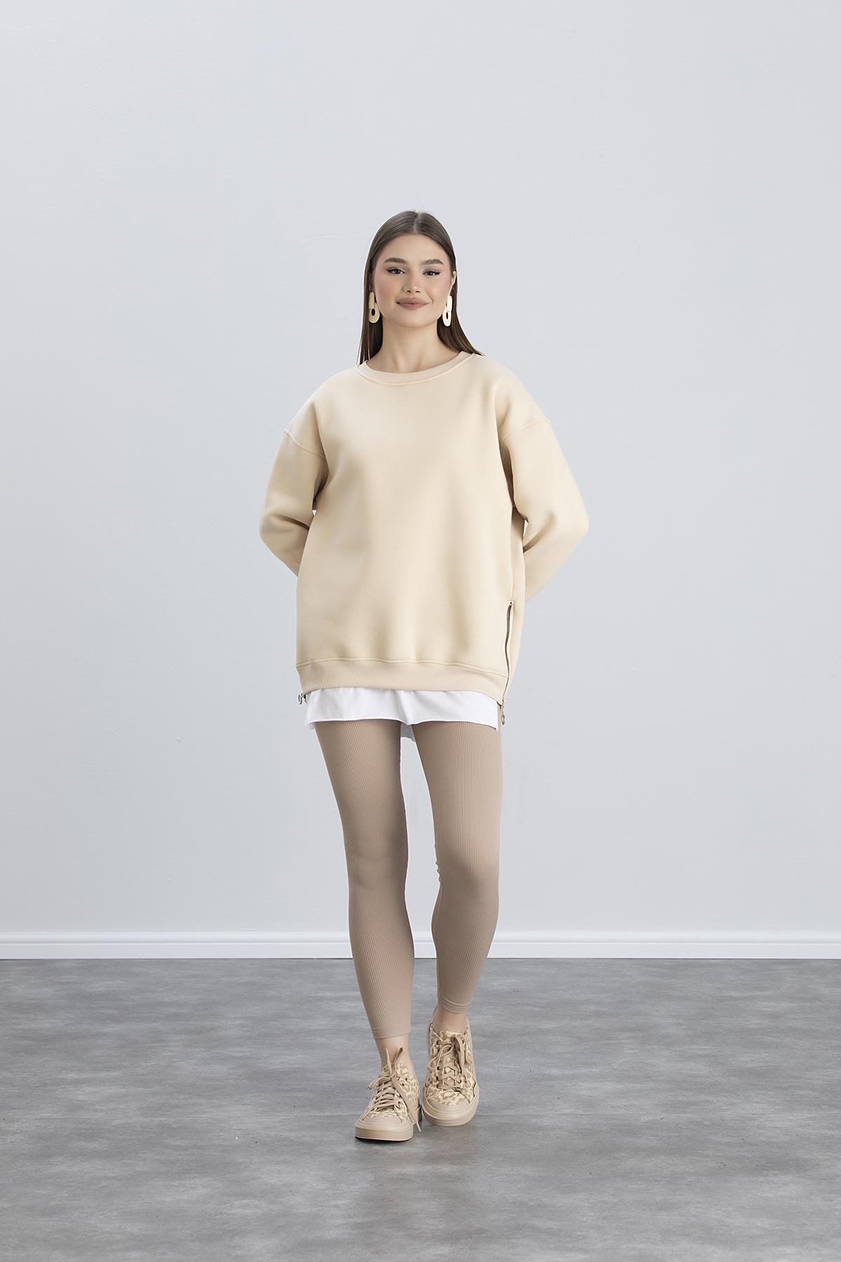 Işşil 7000-Üç İplik Penye Yünlü Kadın-Kız Sweatshirt