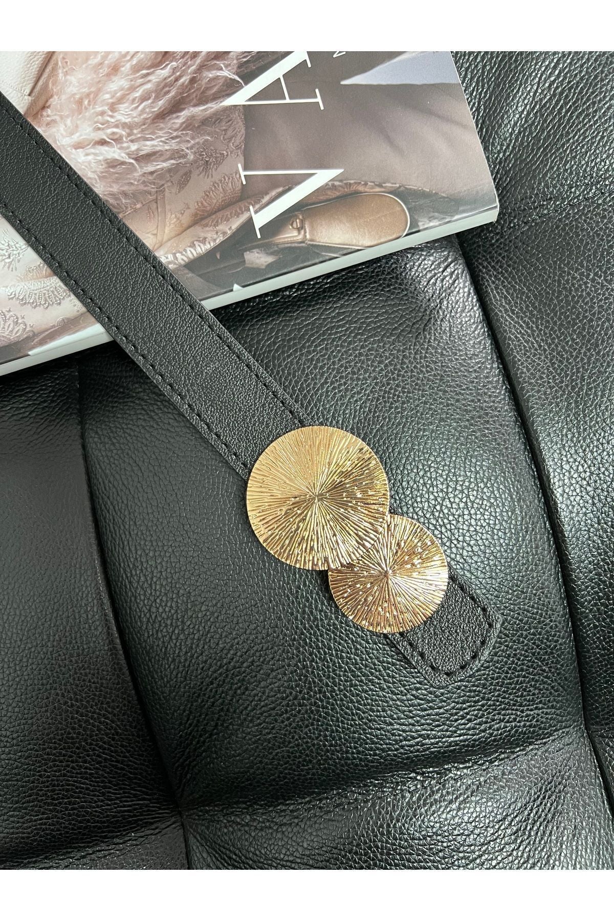 Yuvarlak Gold Toka Kadın Kemeri, Pantolon Kemeri, Ceket Kemeri, Elbise Kemeri, Gömlek Kemeri