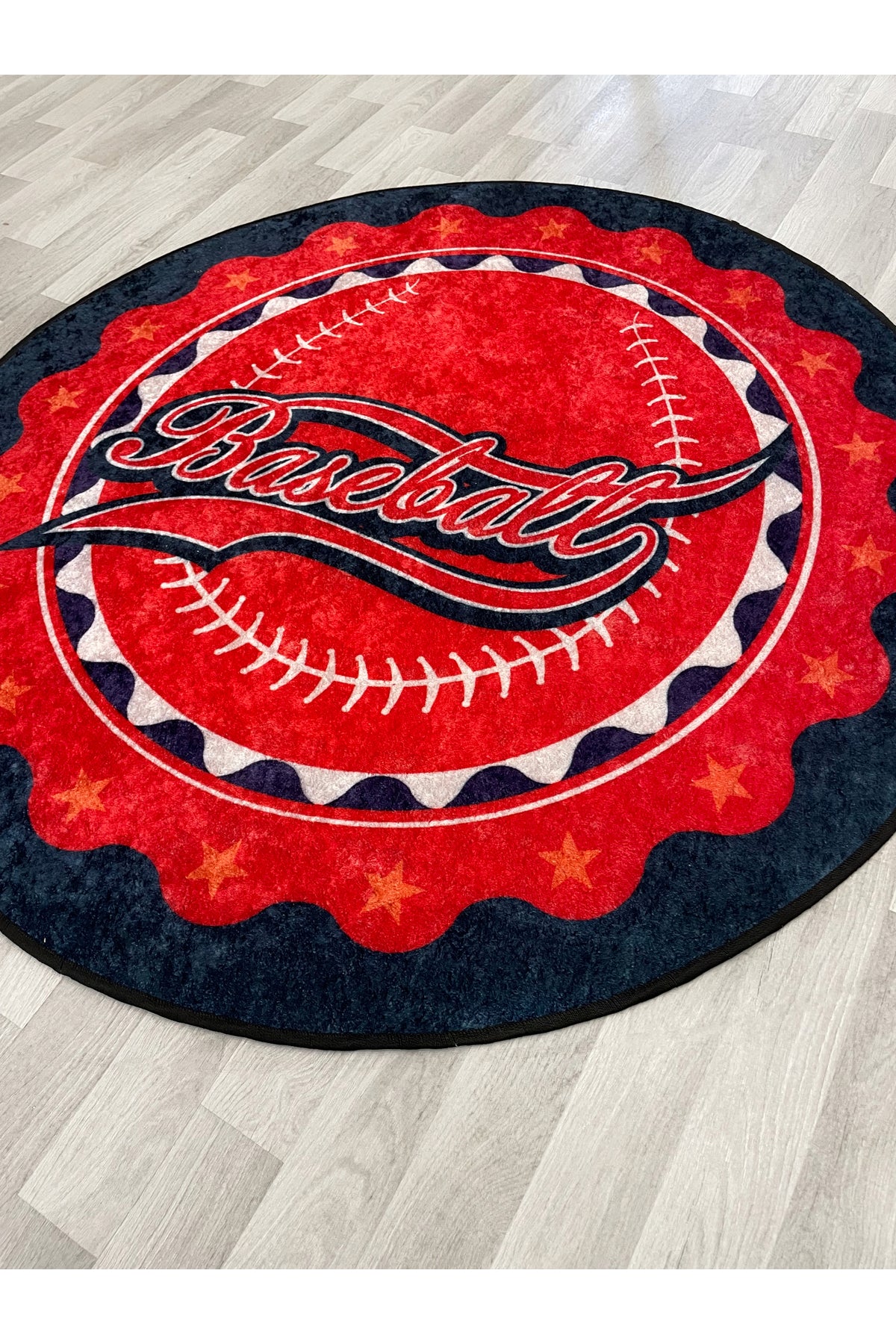 Baseball Lateks Taban Kırmızı-Lacivert Renk Çocuk-Genç Odası Halısı