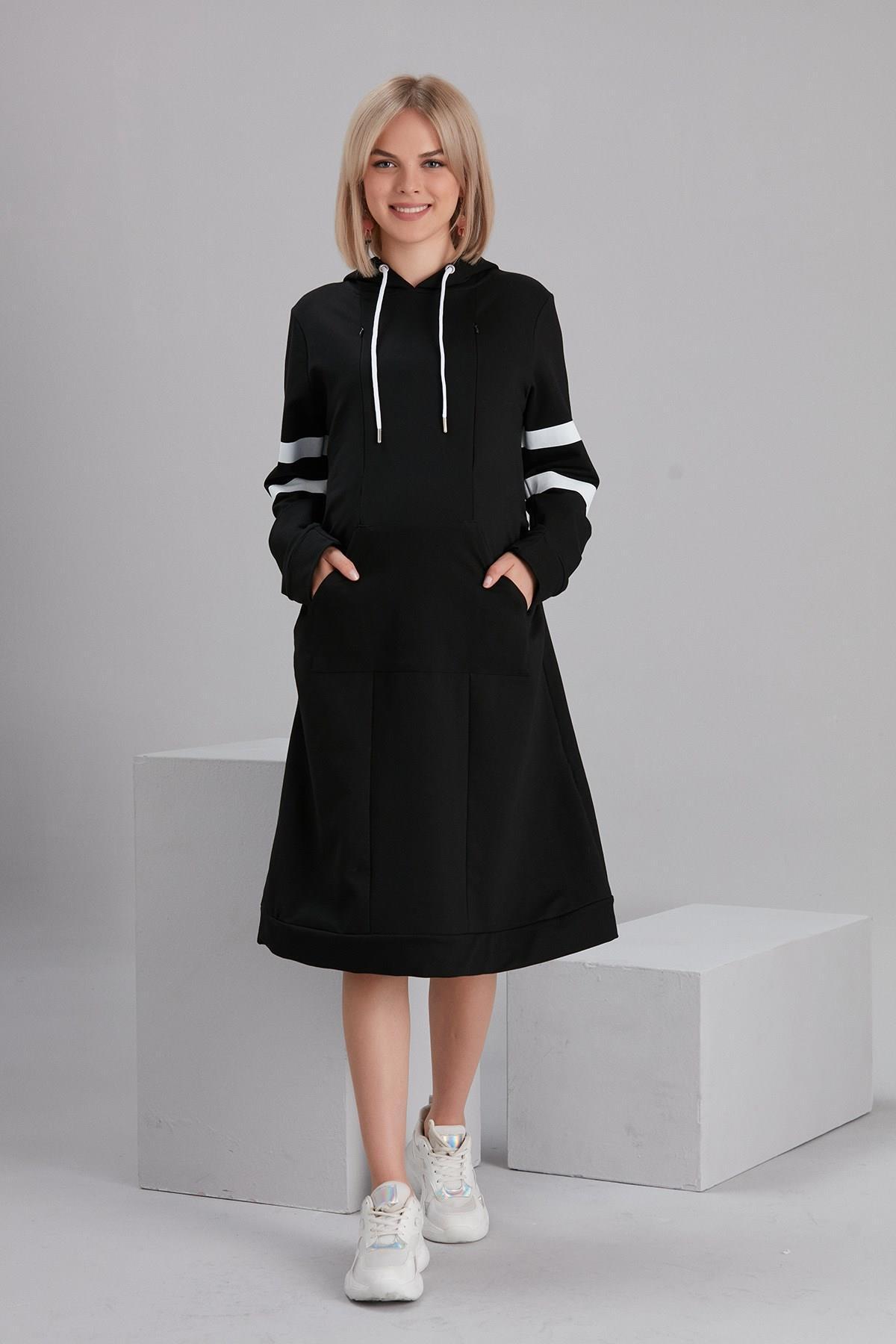 O7213-bant Çizgi Kol Emzirmeli Hamile Sweatshirt-tunik