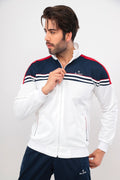 Men's White Navy Striped Rashell Sweat Suit