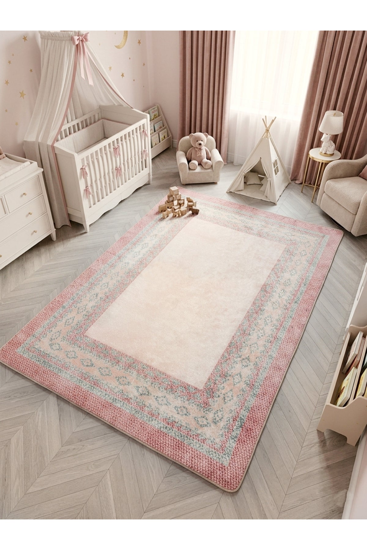 Modern Bohem Lateks Taban Çocuk Ve Bebek Odası Halısı