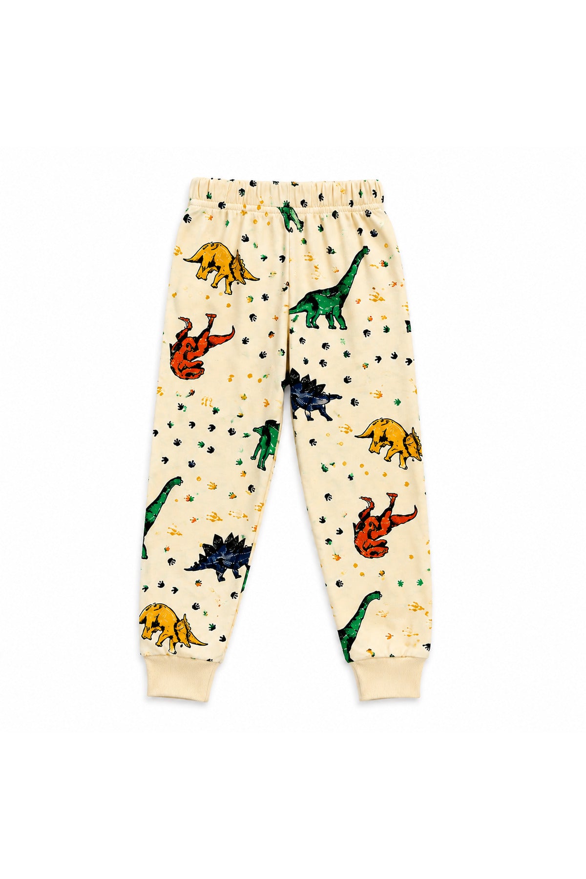 Elmas kids Erkek çocuk %100 pamuklu dinozor desenli bej renk uzun kollu pijama takımı
