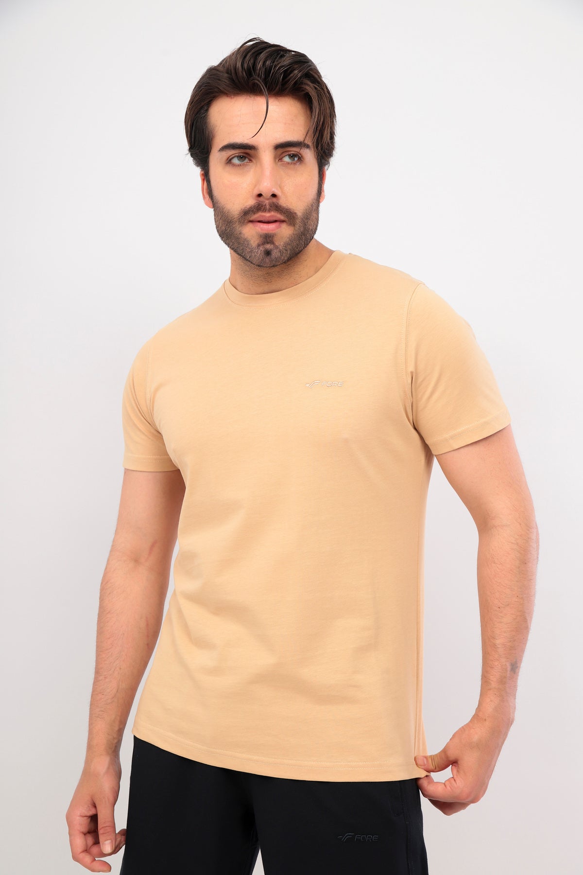 Erkek Bisiklet Yaka Tişört Kısa Kollu Basic Pamuklu Günlük Rahat T-Shirt