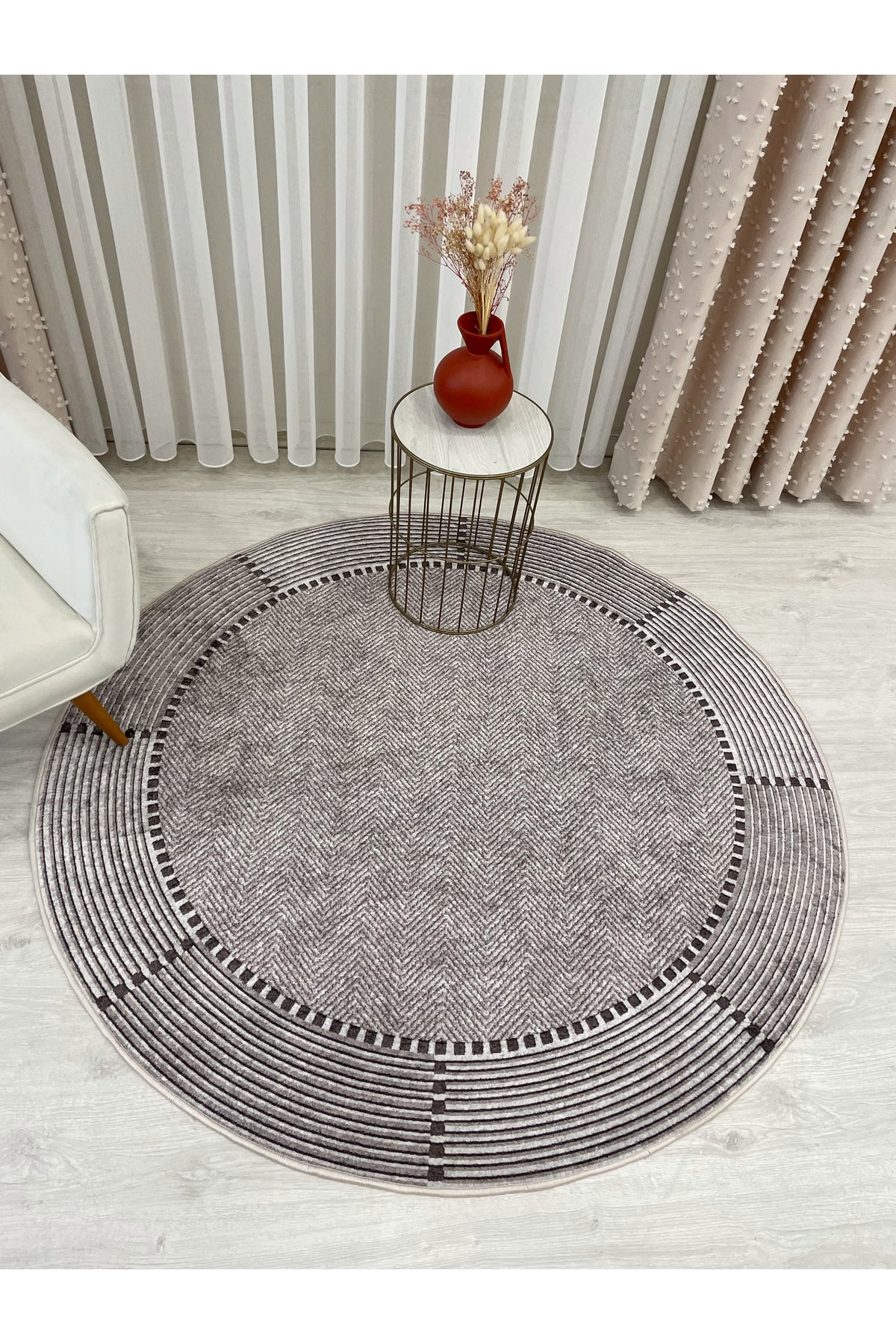 GRİ-SİYAH Jüt Sisal Görünüm Kaymaz Taban Yolluk Halı