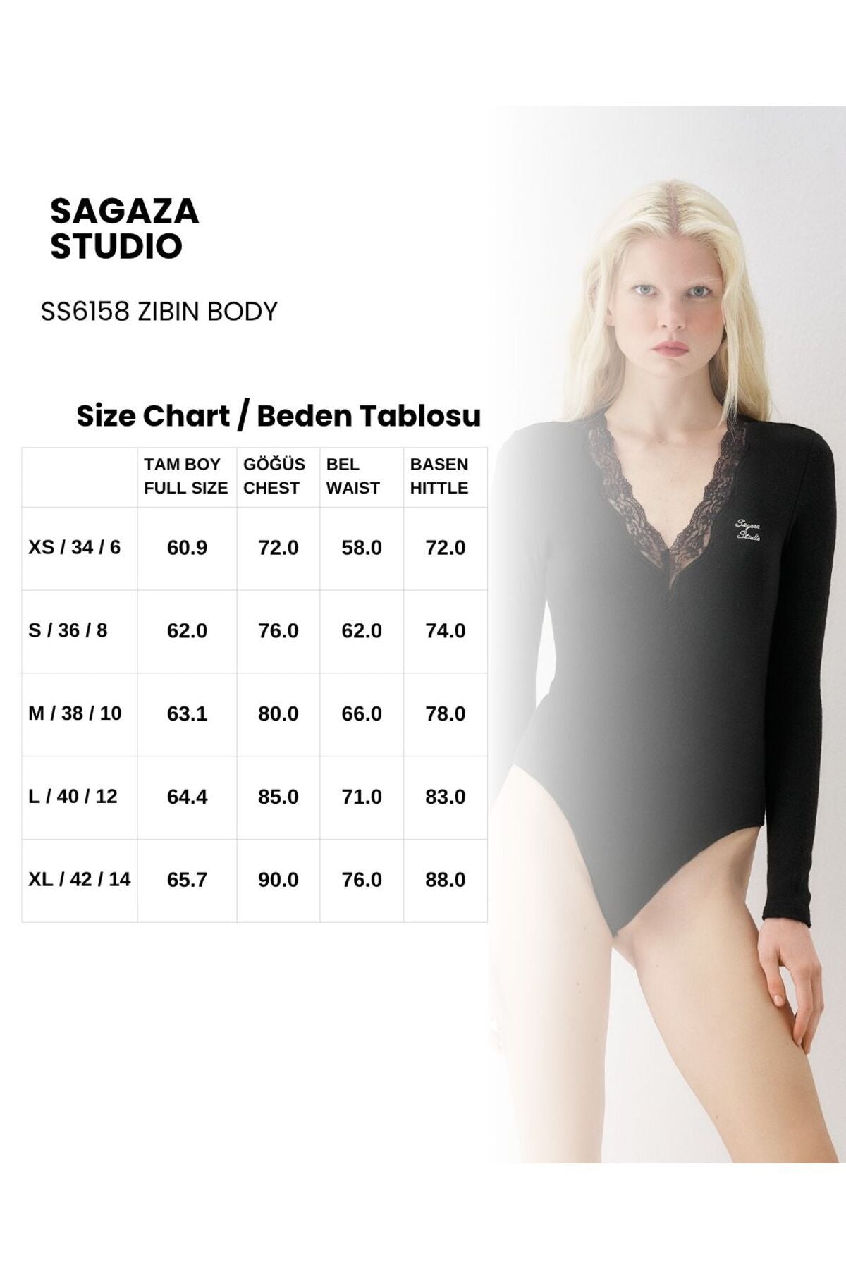 Yaka Dantel Detaylı Çıt Çıtlı Body