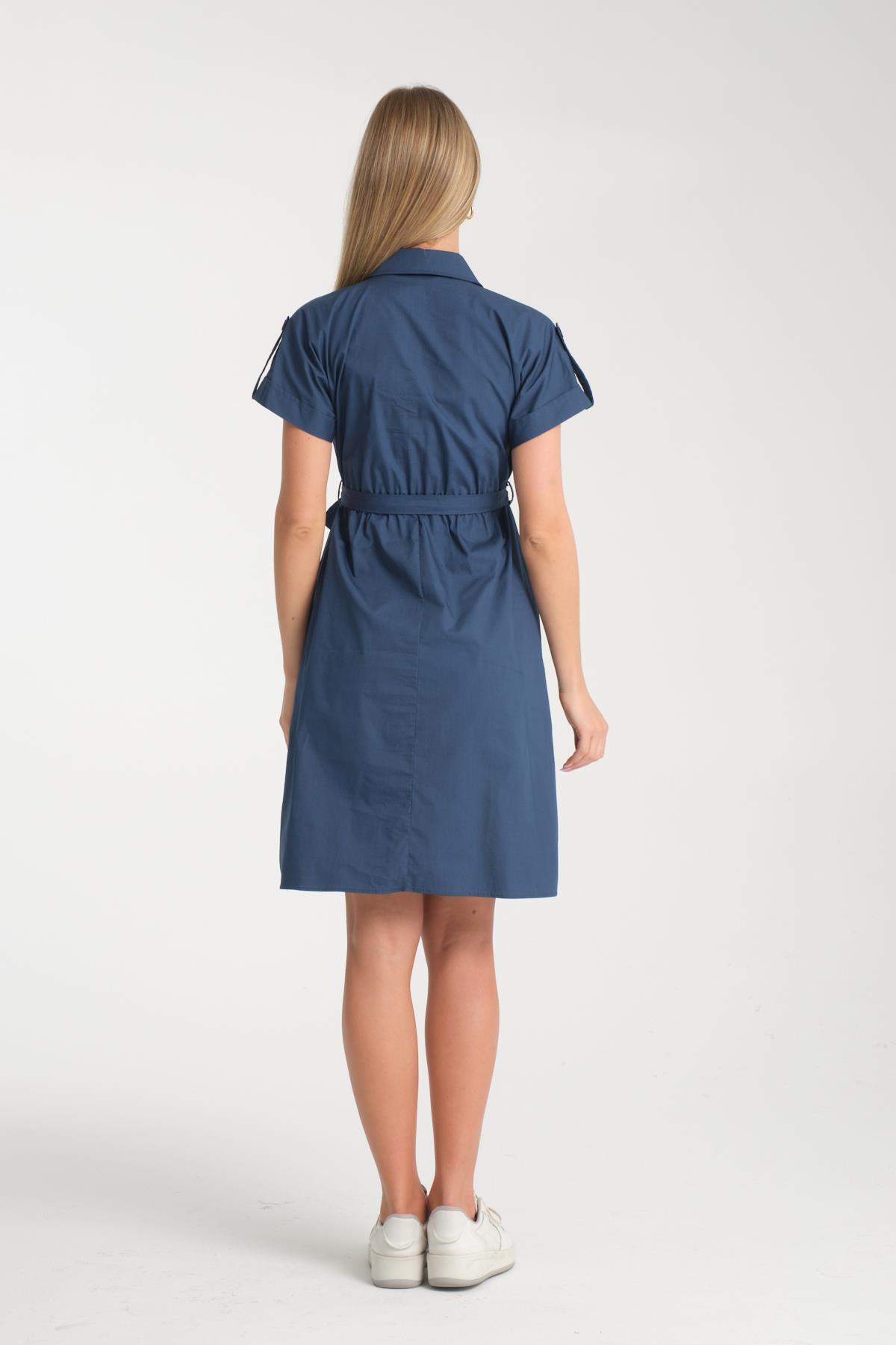 Işşil E165-Omuz Apoletli Emzirme Detay Hamile Giyim Pamuk Elbise