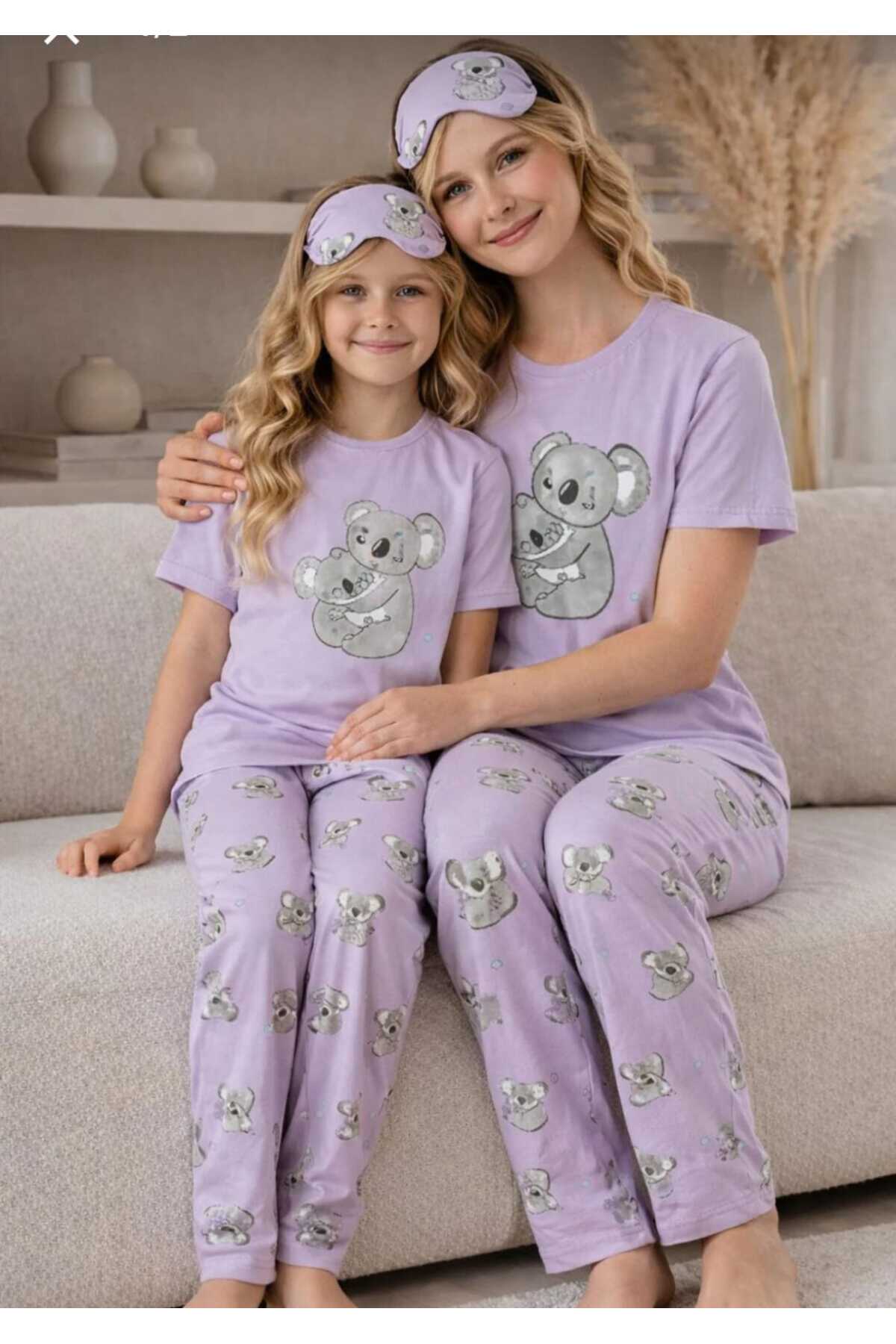 Anne kız pamuklu uyku bantlı yazlık kısa kollu pijama takımı ( tek takım fiyatıdır ayrı ayrı sepete atıp alabilirsiniz)