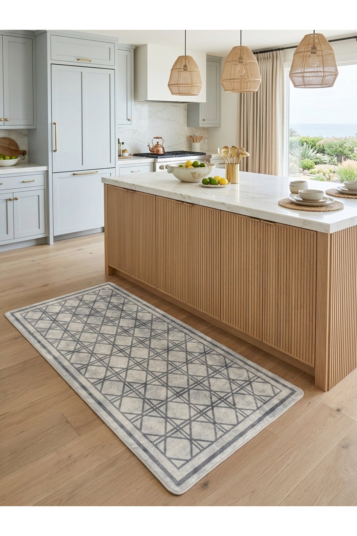 Geometrik Desen Lateks Taban Salon ve Yolluk Antre Halı
