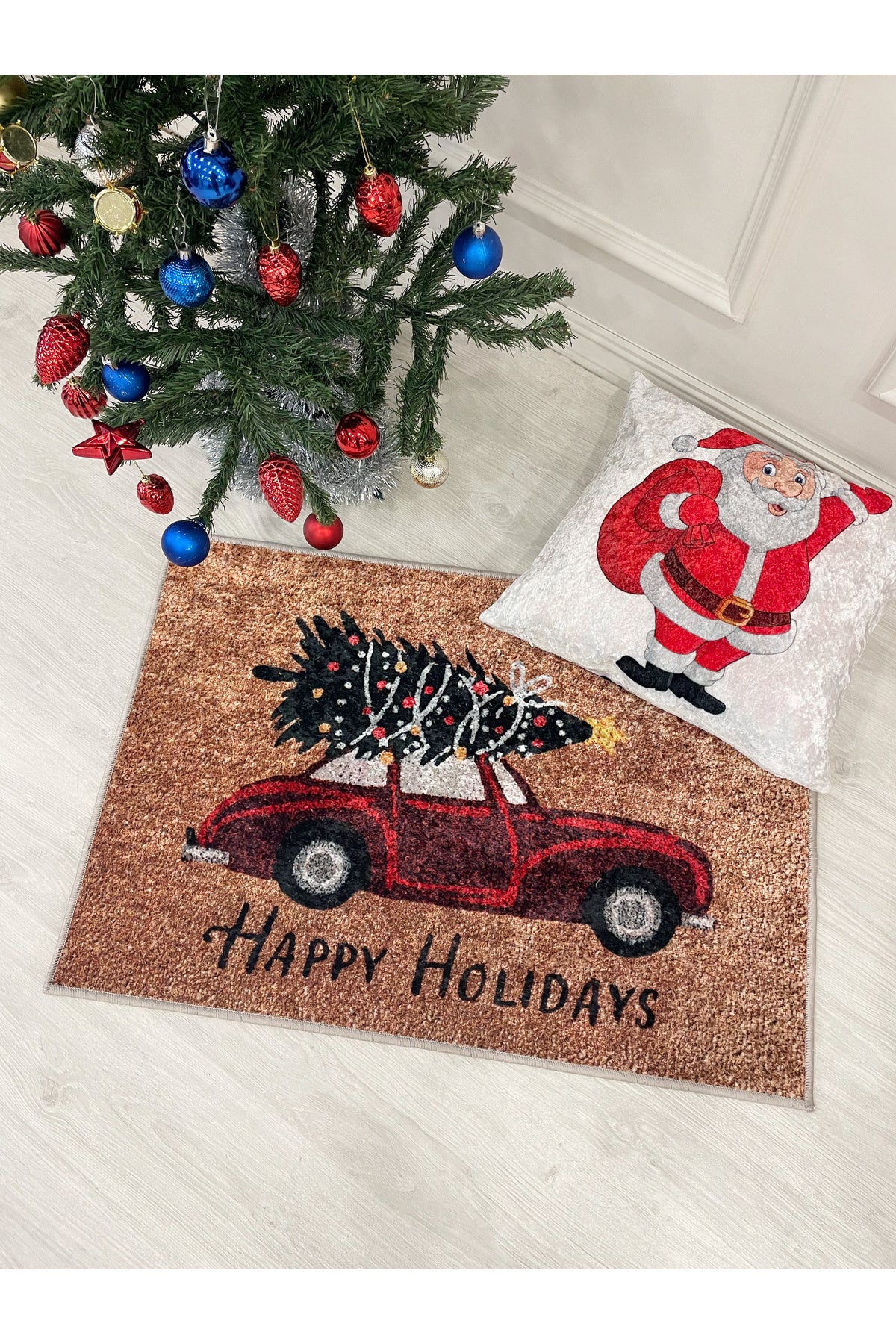 Happy Holidays Yılbaşı Paspas 60x90  Ölçü 60x90
