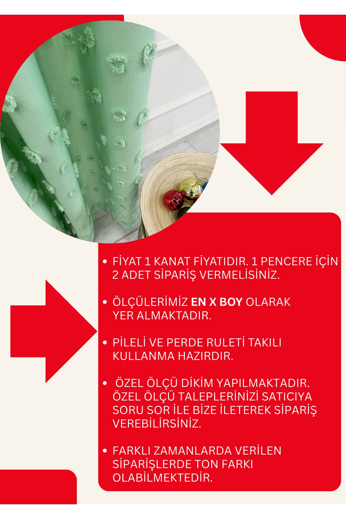 Mavi Renk Çocuk Odası Ponponlu Pufy Fon Perde 1/3 SIK Pile