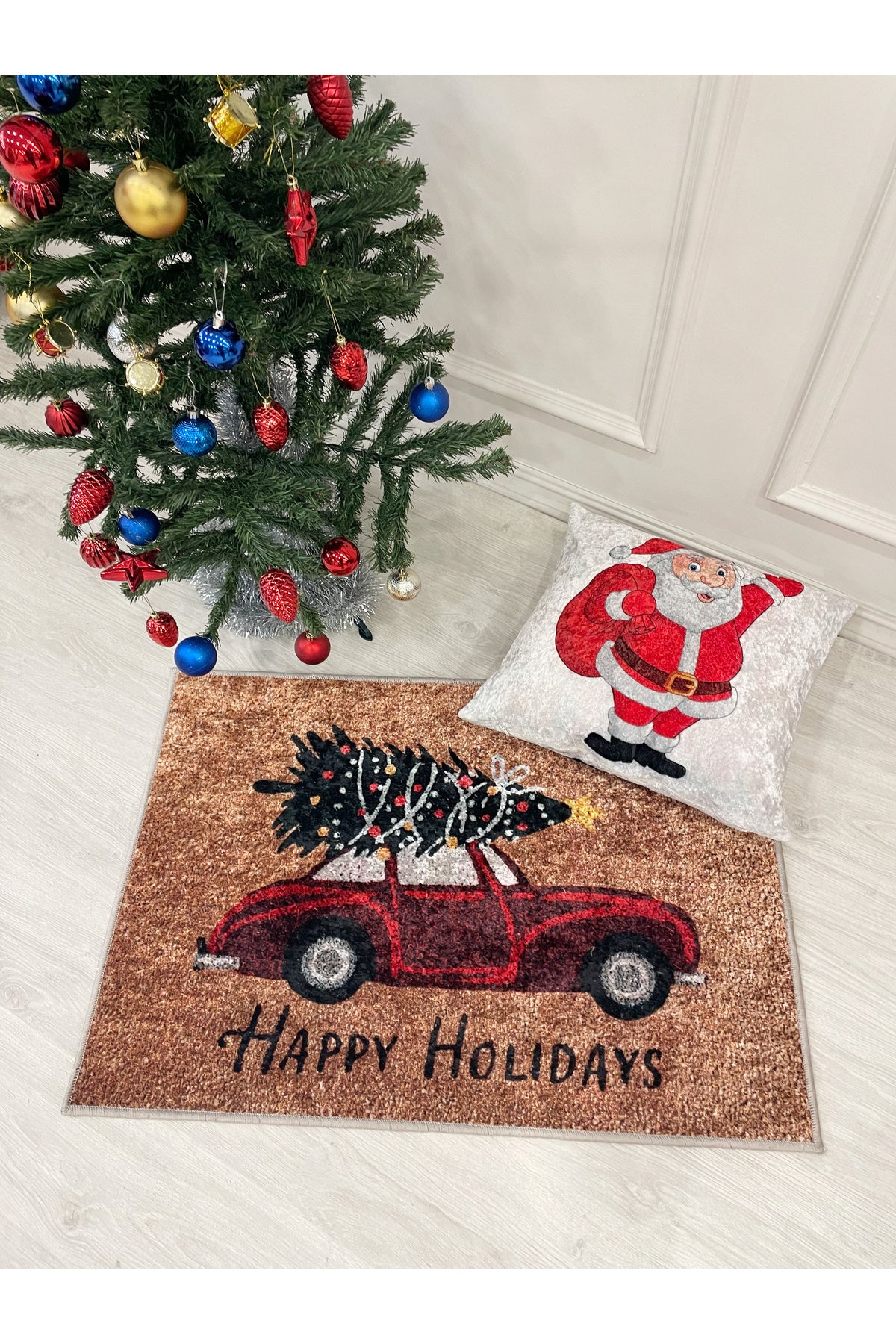 Happy Holidays Yılbaşı Paspas 60x90  Ölçü 60x90