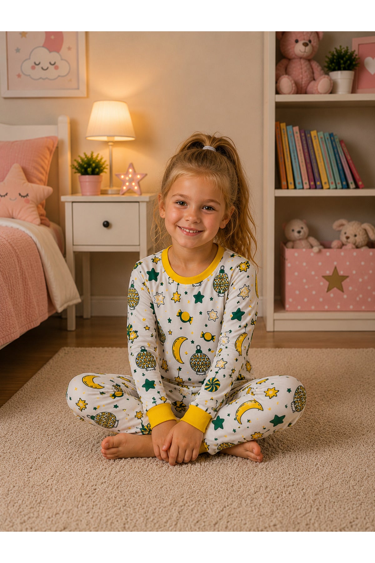 Kız çocuk %100 pamuk ramazan ayına özel pijama takımı