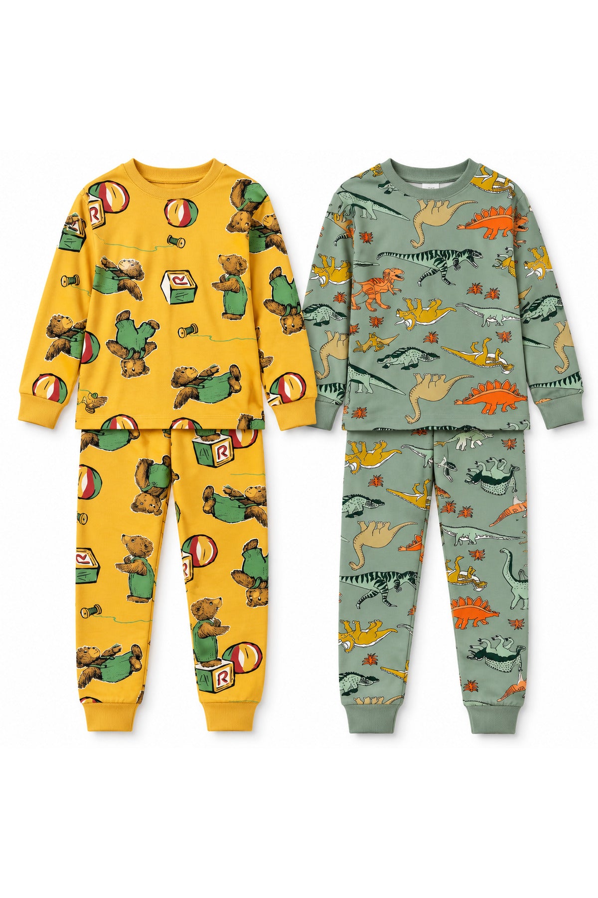 Erkek çocuk %100 pamuklu 2 ' li avantajlı uzun kollu pijama takımı