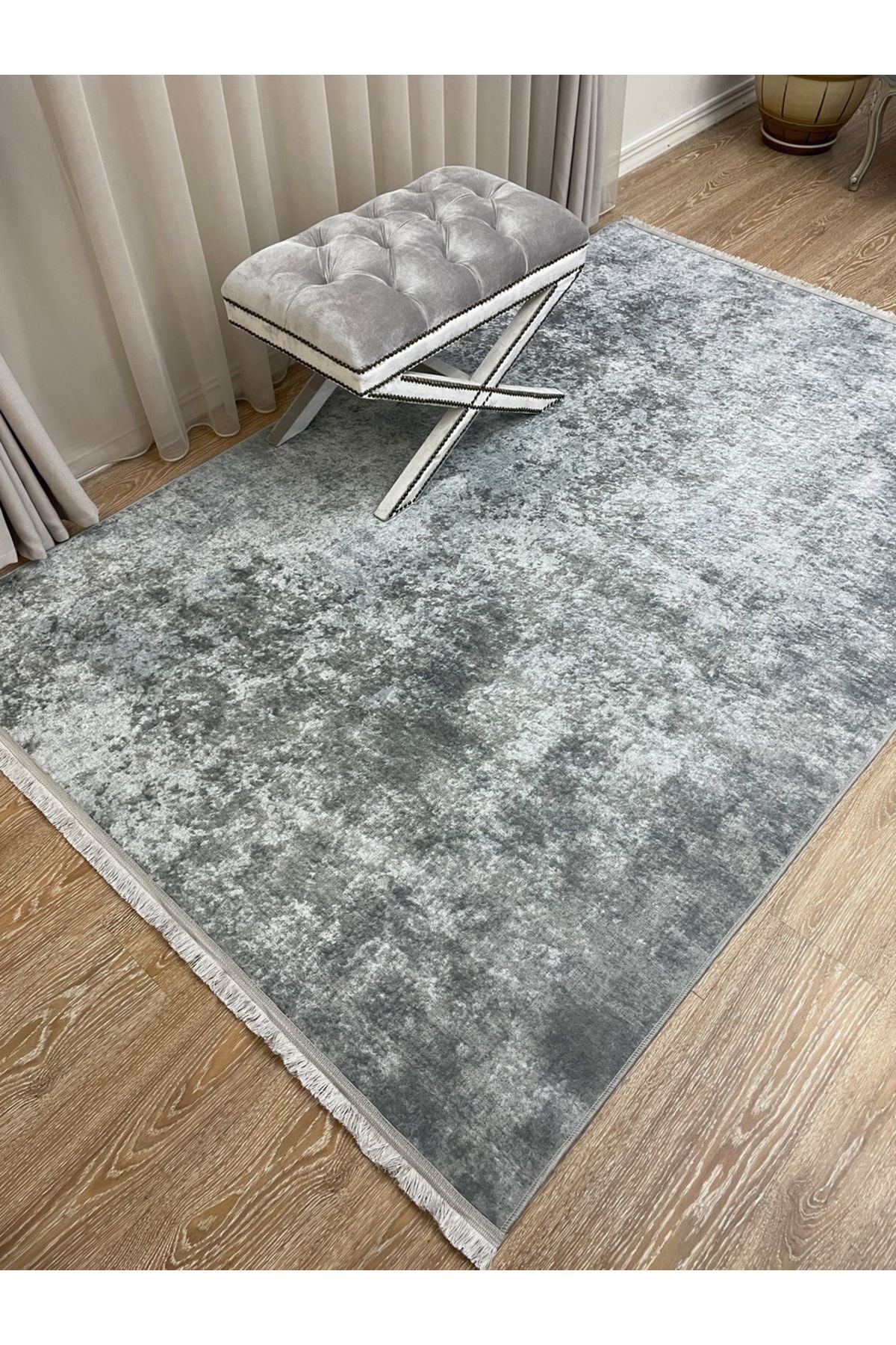Düz Gri Lateks Modern Halı