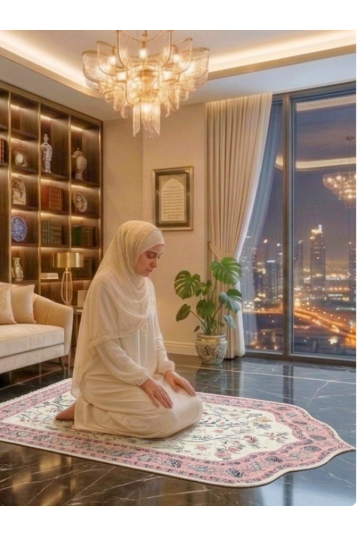 Modern Çiçekli Medine Seccade 80x140