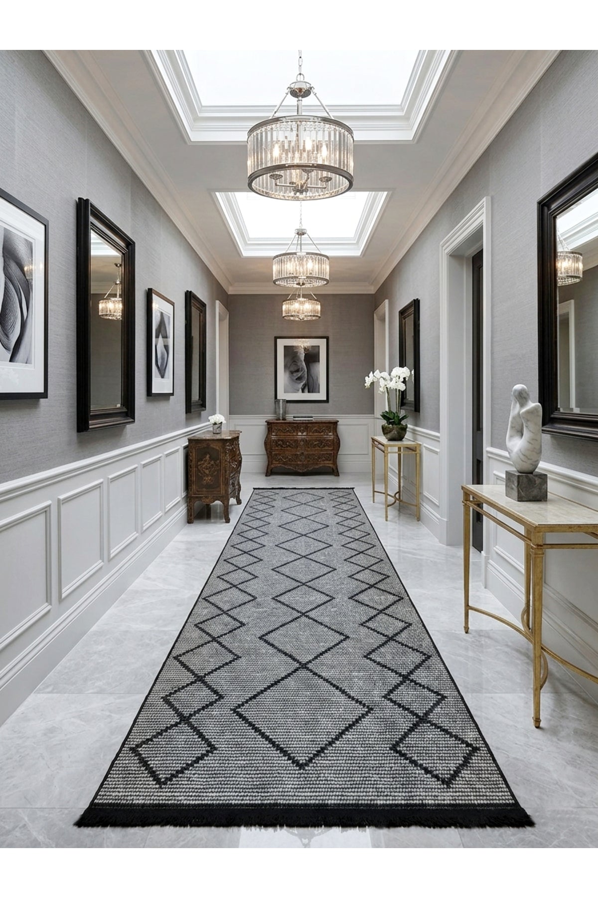 Geometrik Desen Lateks Taban Salon ve Yolluk Antre Halı