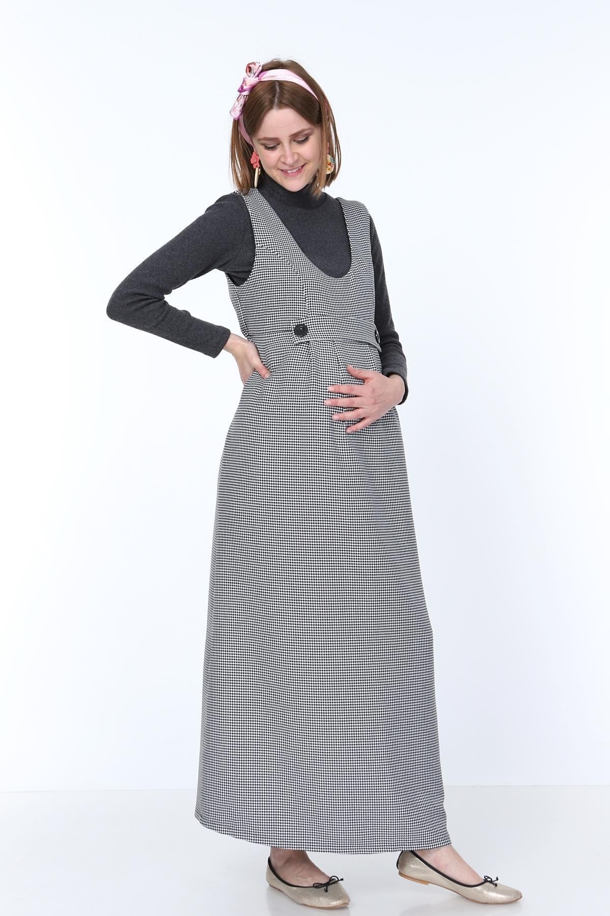9138-kazayağı Çift Düğme Hamile Maxi Jile