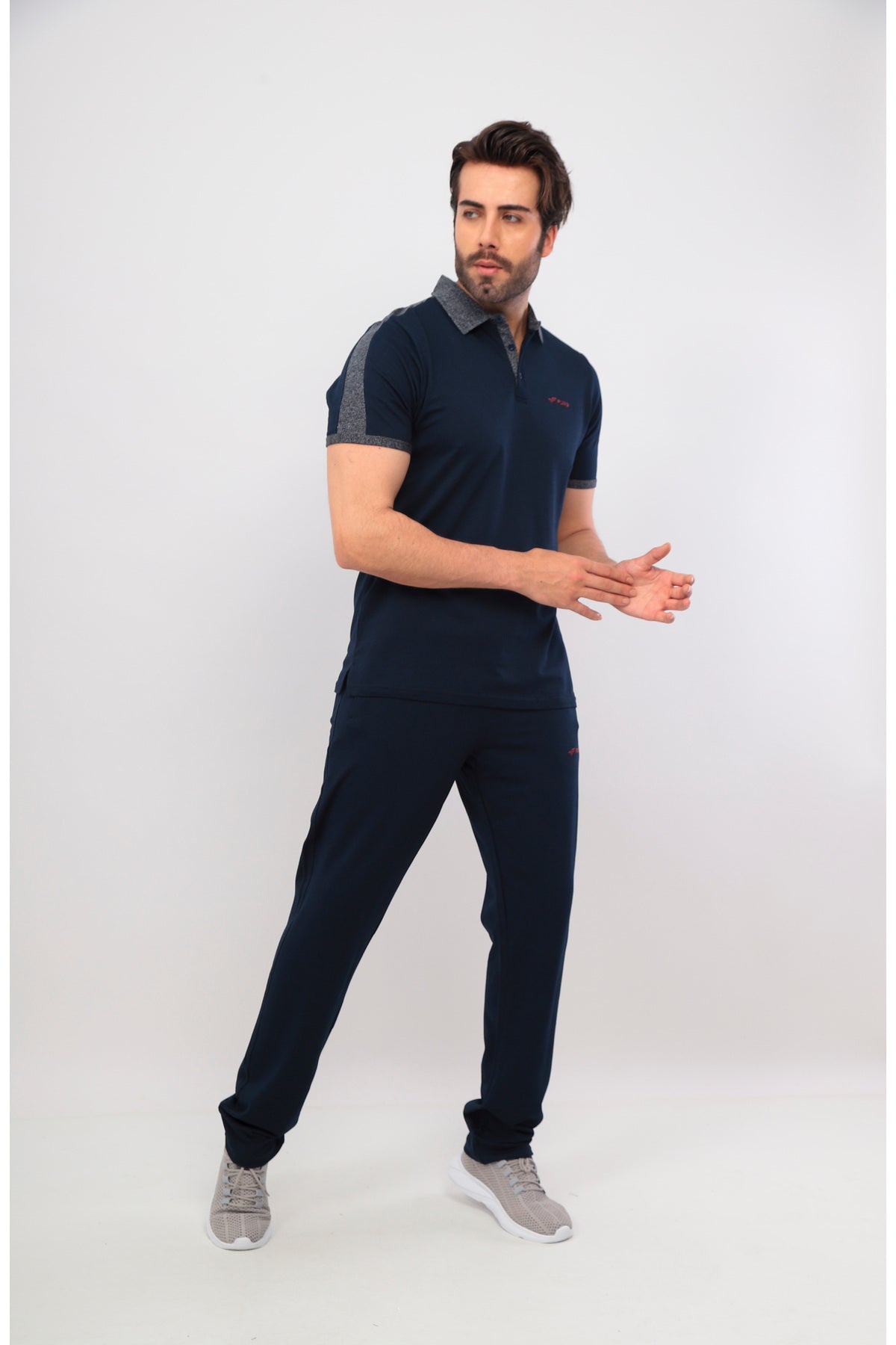 Erkek Lacivert Polo Yaka T-shirt Takım