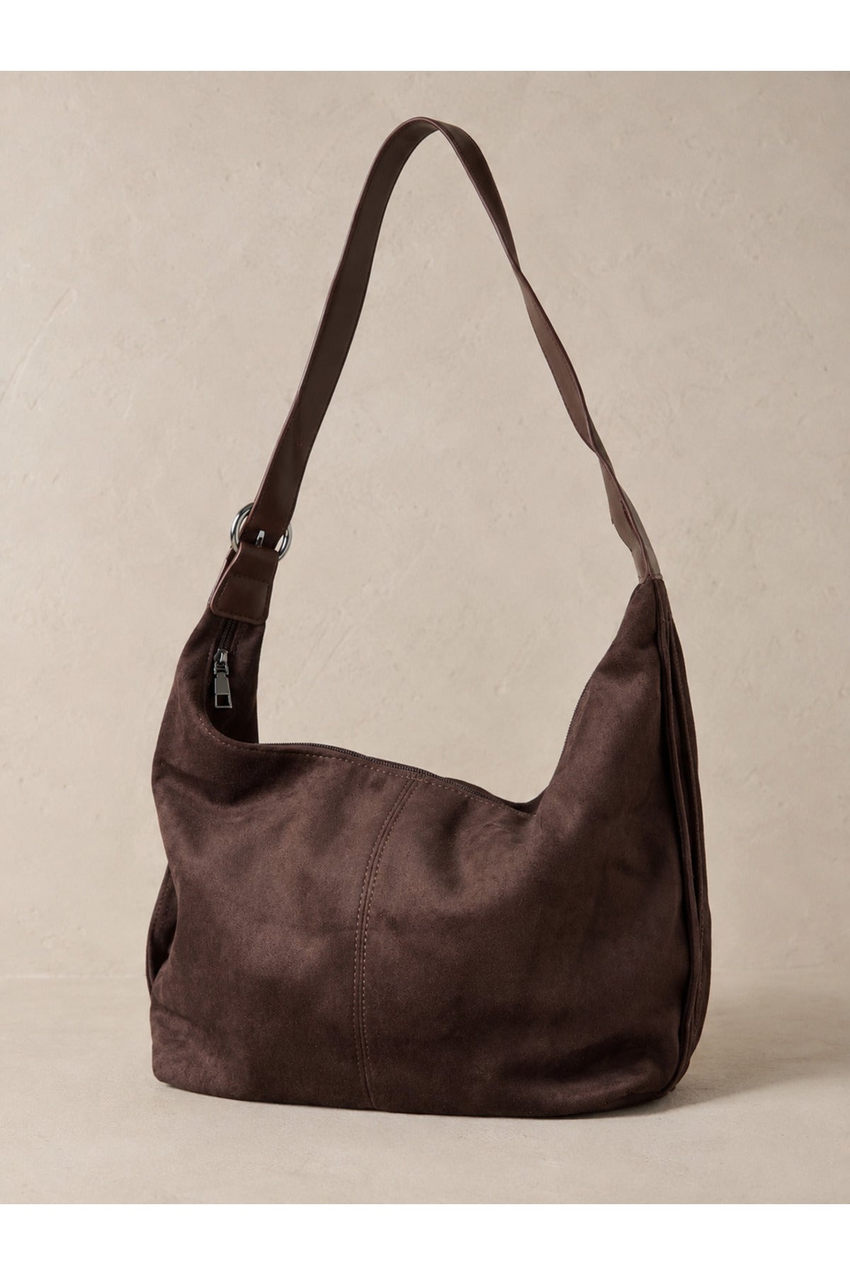 Kadın Taba Süet Görünümlü Kapaklı Çapraz Askılı Çanta 29x20 CNT729