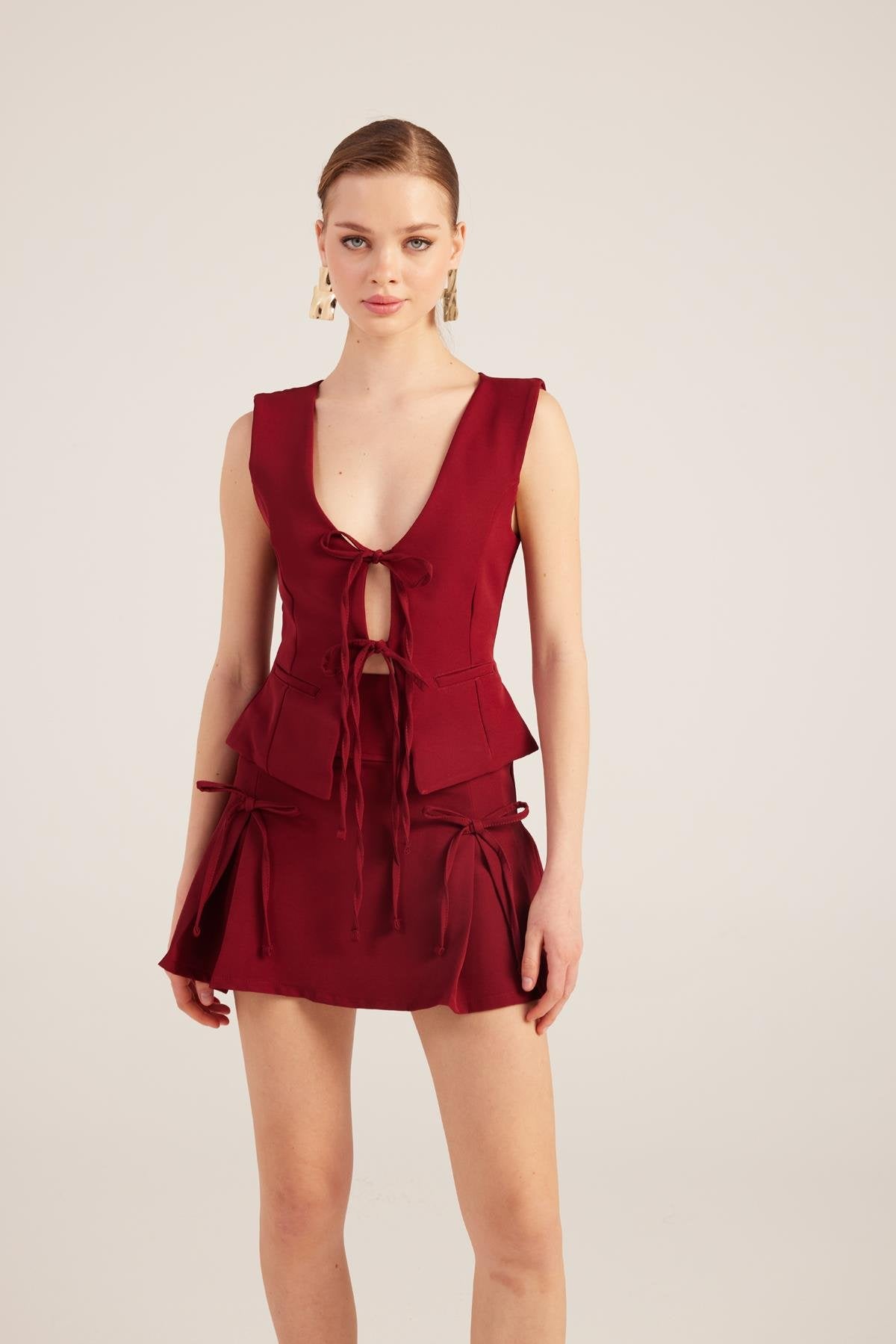 Elena Şort Etek Bordo