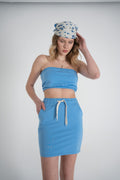 Strapless Crop Toa Bustier Blue
