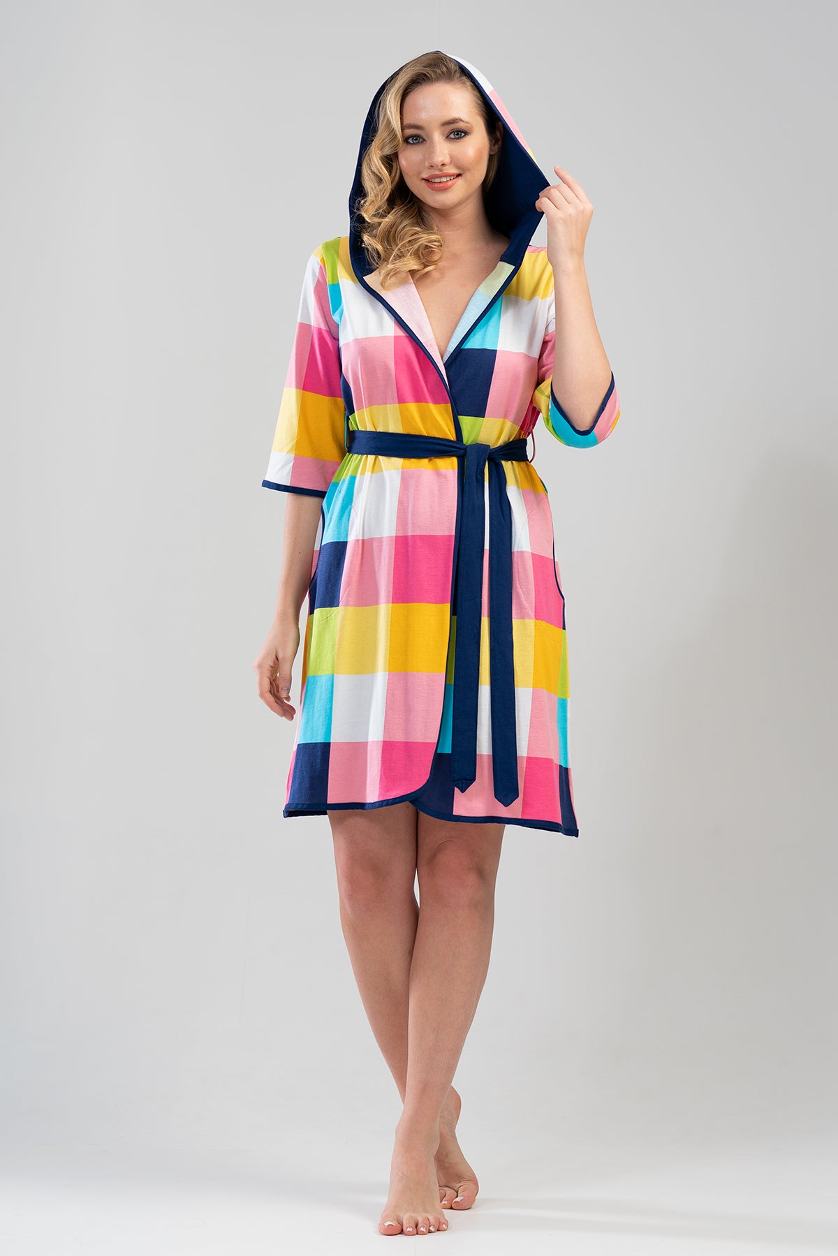 Woman Colorful Hoodie Dressing Gown