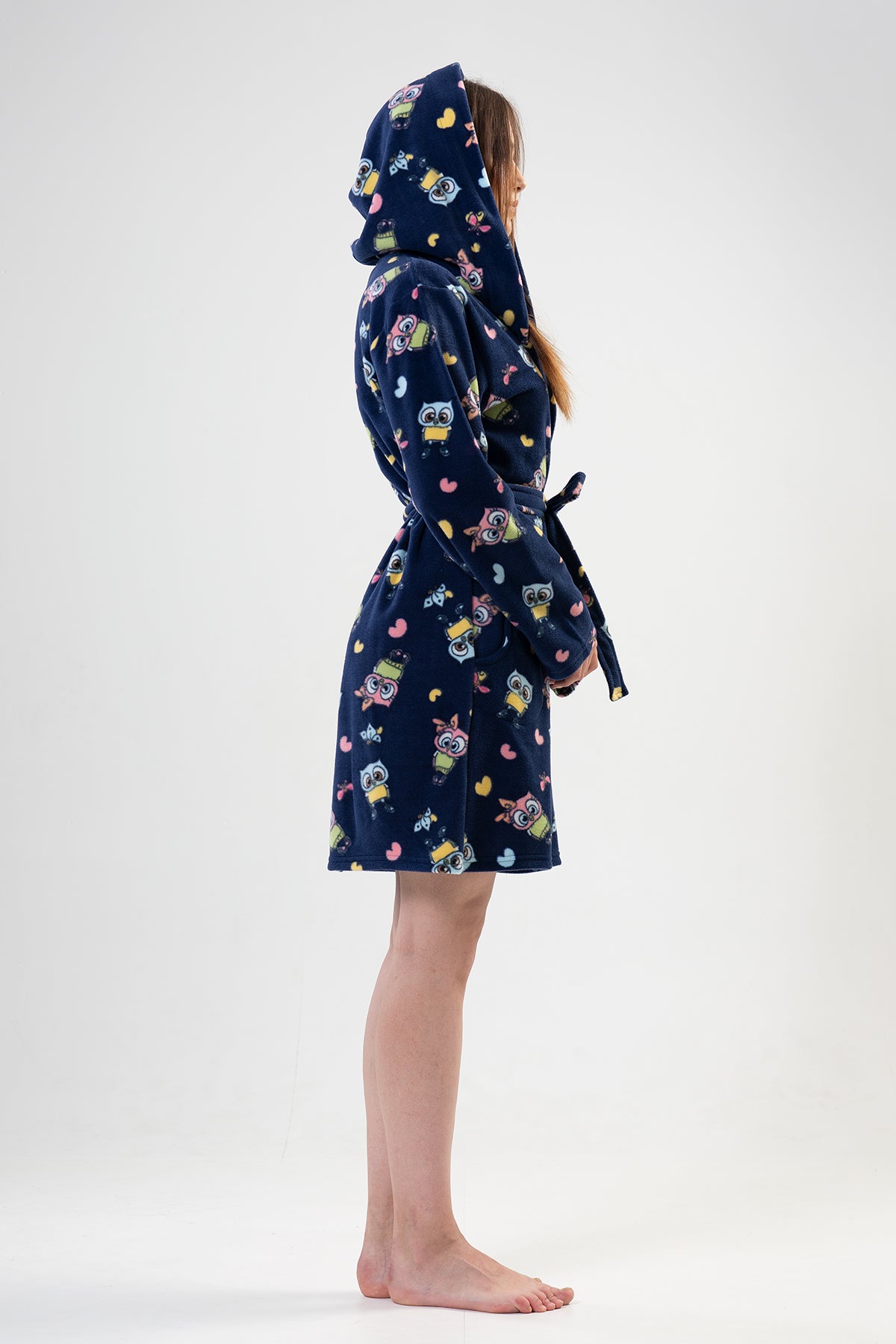 KADIN POLAR KAPSONLU CEPLI KISA SABAHLIK