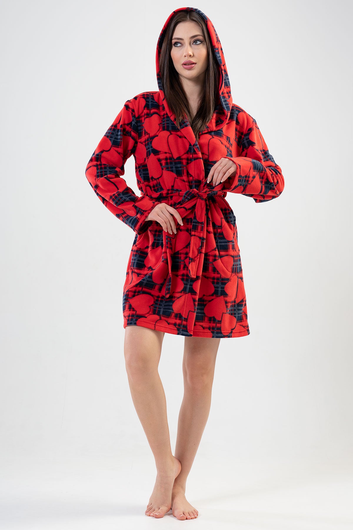 Woman Red Love Dressing Gown