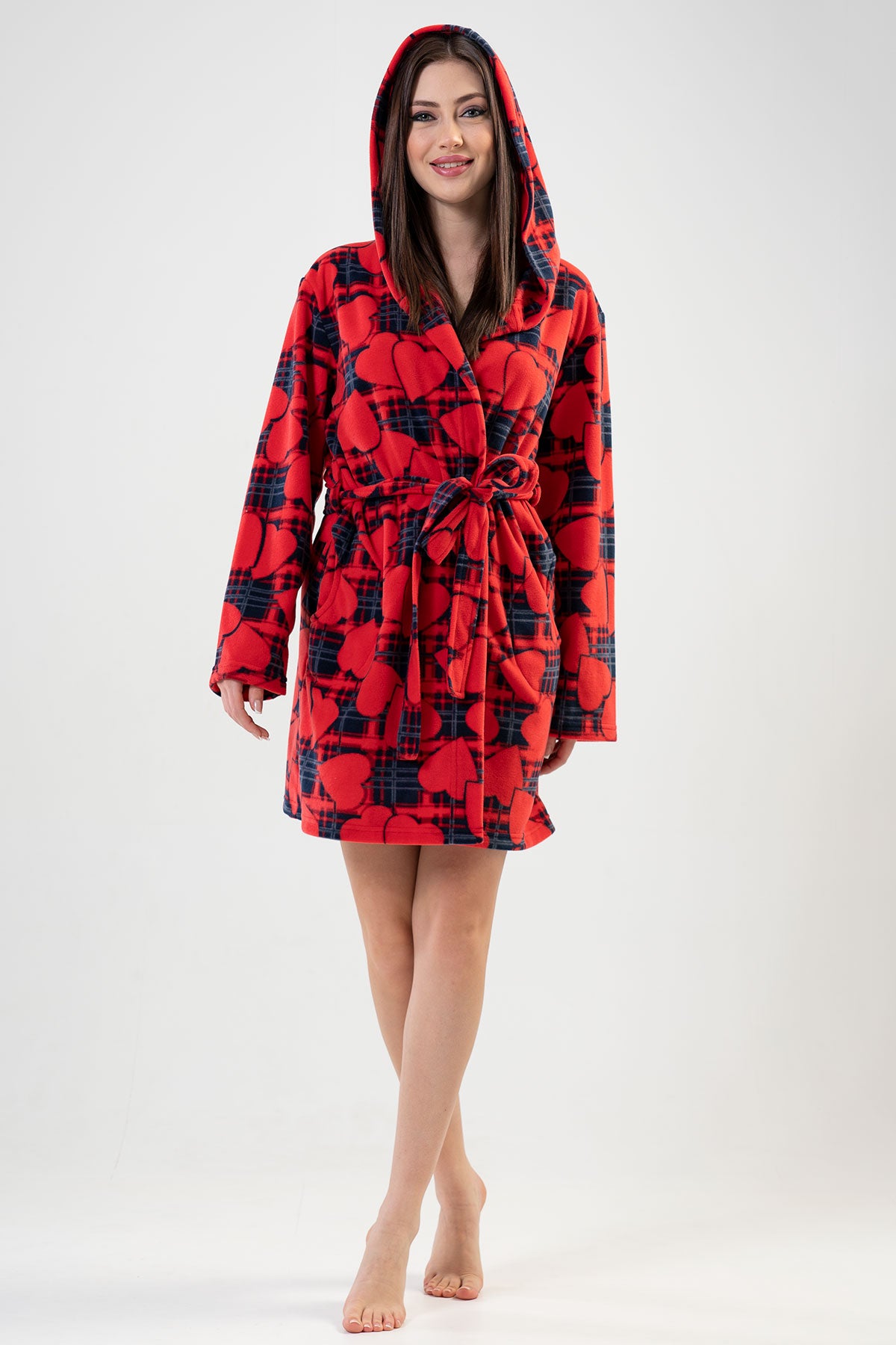 Woman Red Love Dressing Gown