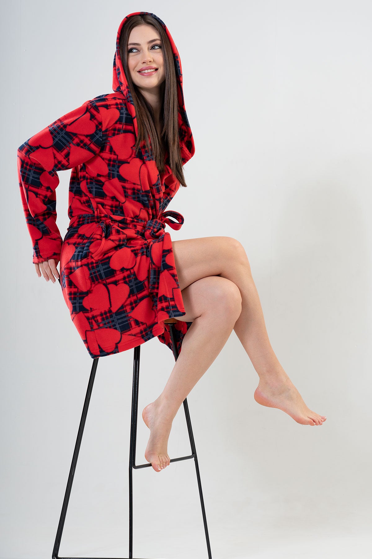 Woman Red Love Dressing Gown